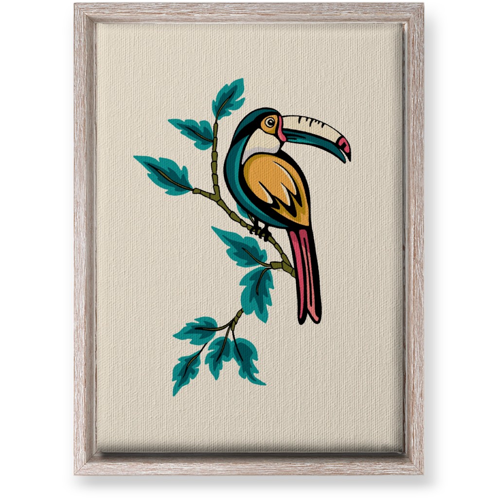 Perched Bird on Branch - Multi Wall Art, Rustic, Single piece, Canvas, 10x14, Beige