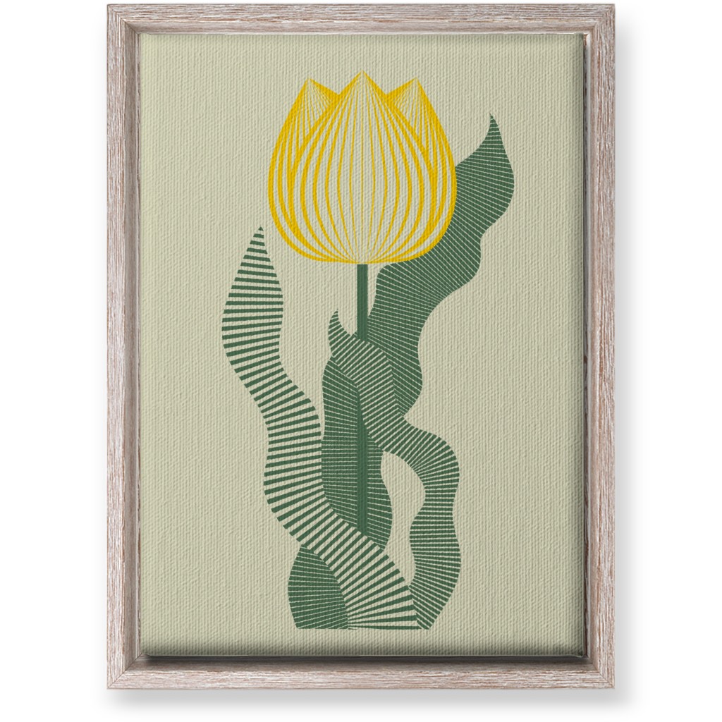 Abstract Tulip Flower - Yellow on Beige Wall Art, Rustic, Single piece, Canvas, 10x14, Yellow