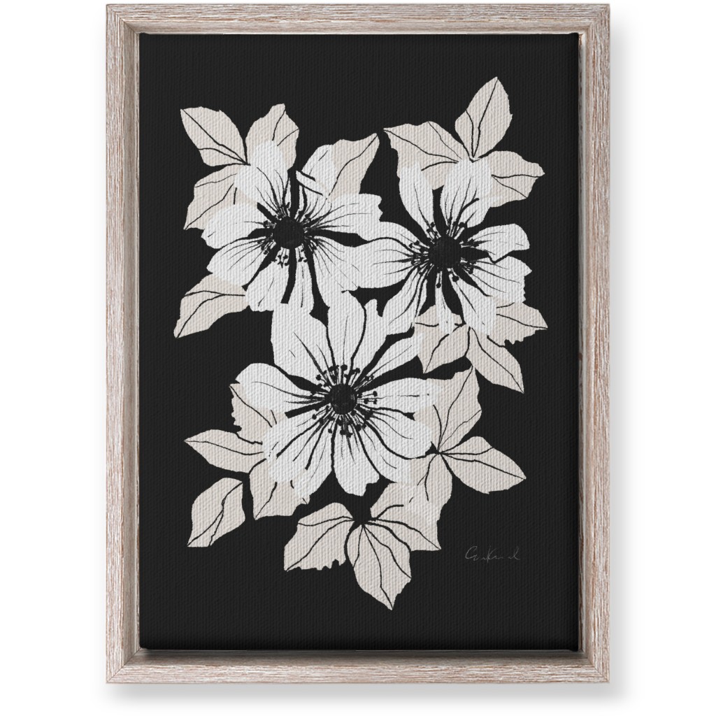 Botanical Big Anemones Wall Art, Rustic, Single piece, Canvas, 10x14, Gray, Charcoal