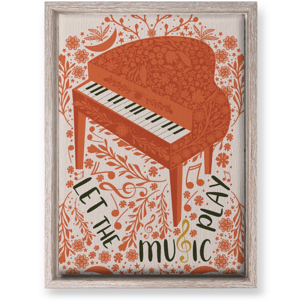 Let the Music Play - Red Wall Art, Rustic, Single piece, Canvas, 10x14, Pink, Bright Pink