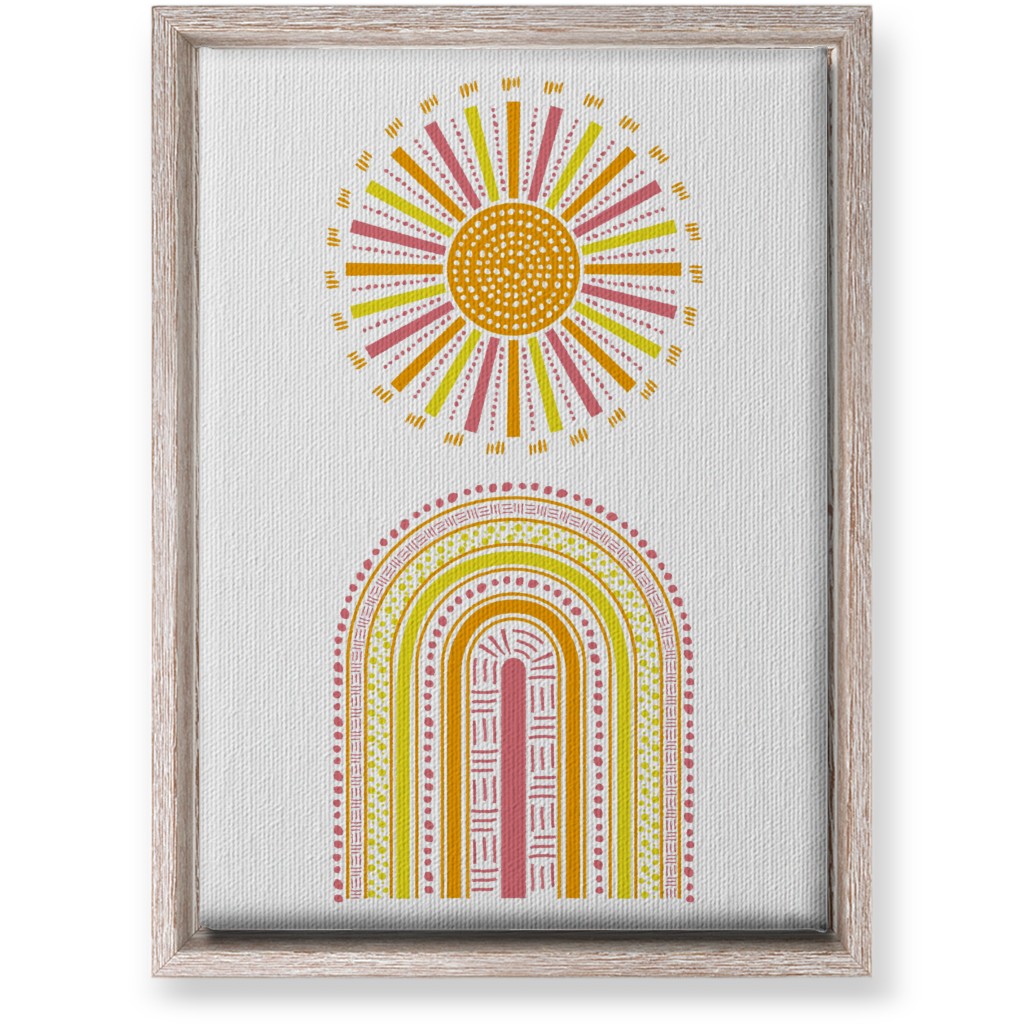 Boho Rainbow and Sun - Warm Wall Art, Rustic, Single piece, Canvas, 10x14, Multicolor