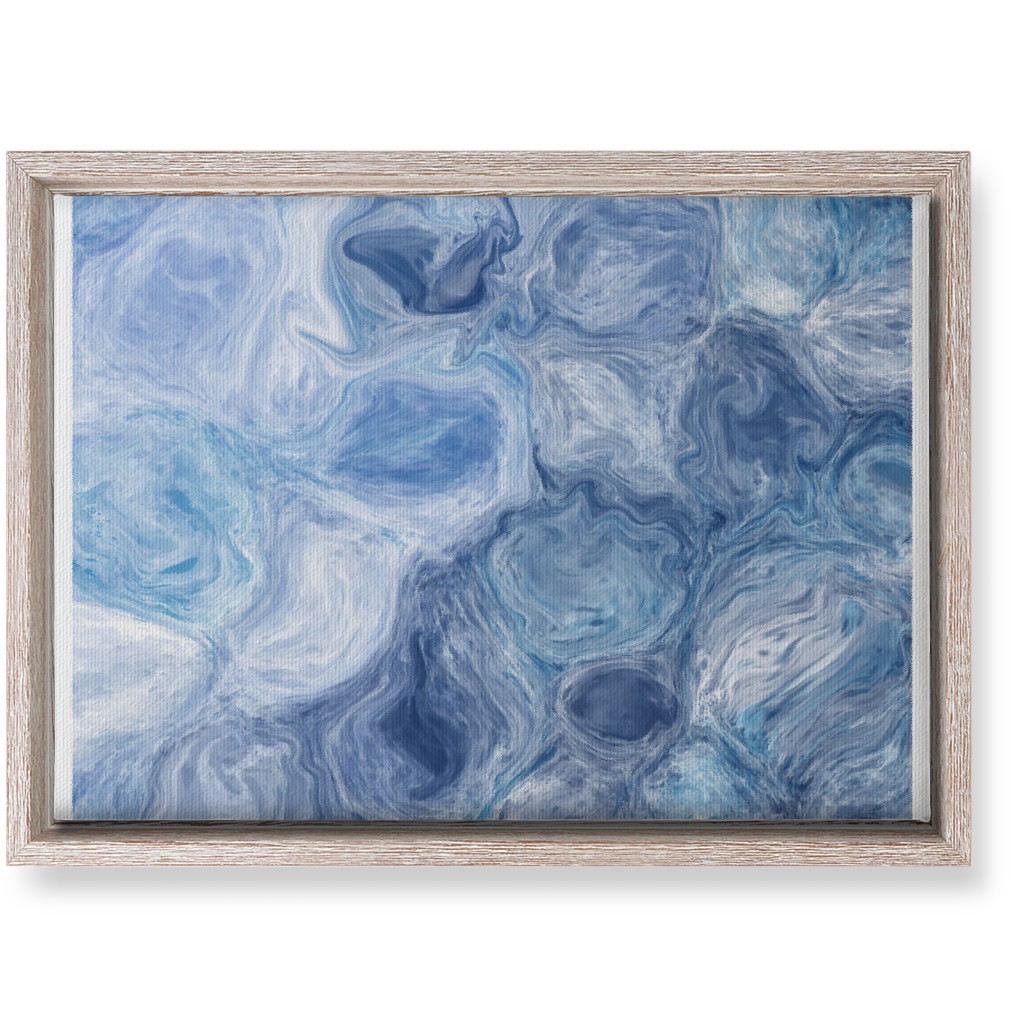 Abstract Acrylic Pour Ripple - Blue Wall Art, Rustic, Single piece, Canvas, 10x14, Blue