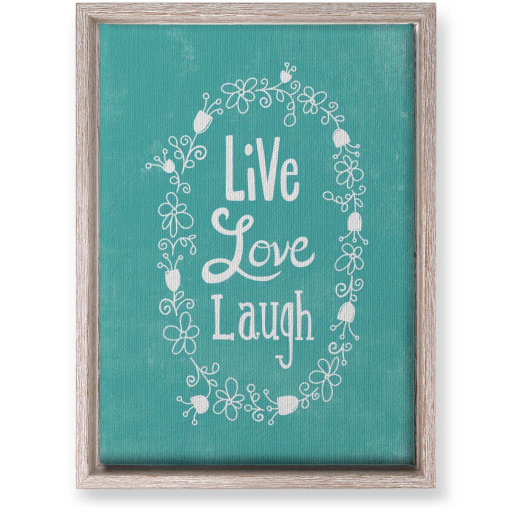 Live, Laugh, Love - Aqua Wall Art, Rustic, Single piece, Canvas, 10x14, Green