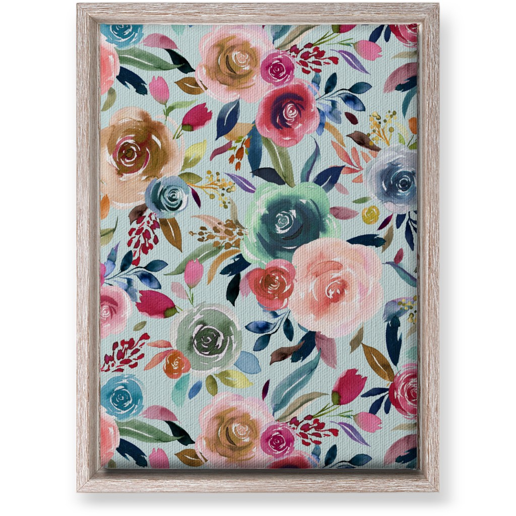 Sweet Watercolor Romance - Turquoise Wall Art, Rustic, Single piece, Canvas, 10x14, Blue, True Blue