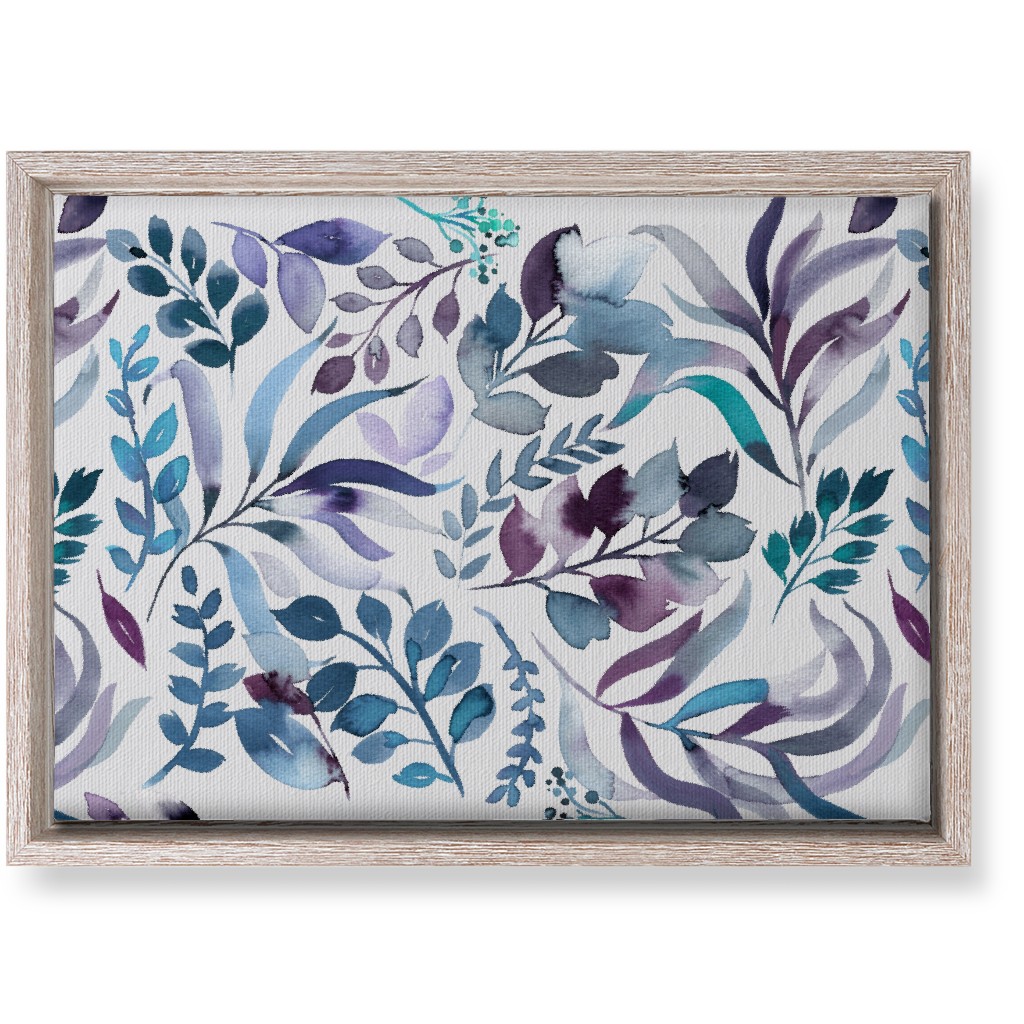 Watercolor Leaves Wall Art, Rustic, Single piece, Canvas, 10x14, Blue, Blue Suede