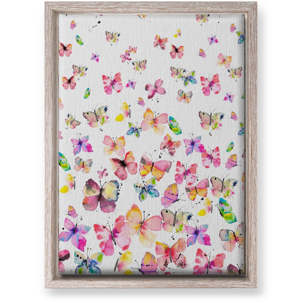 Watercolor Spring Butterflies - Multi Wall Art, Rustic, Single piece, Canvas, 10x14, Multicolor