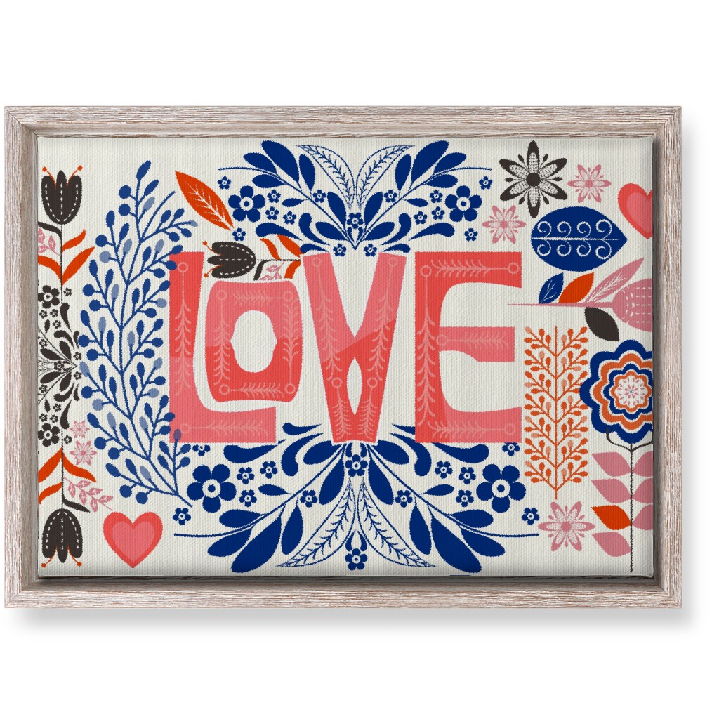 Love Botanical - Pink and Blue Wall Art, Rustic, Single piece, Canvas, 10x14, Red, Red