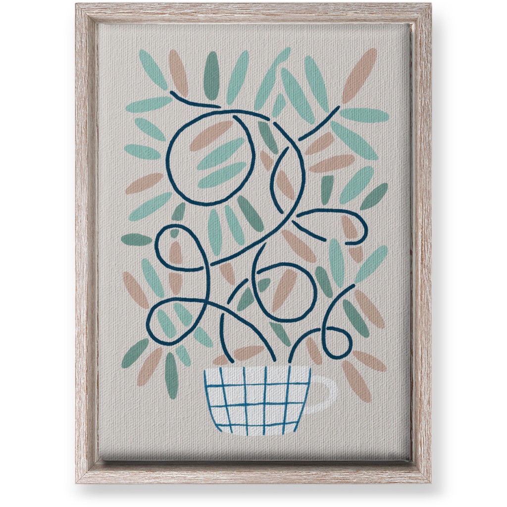 Cup and Plants Wall Art, Rustic, Single piece, Canvas, 10x14, Beige, Silver Lining