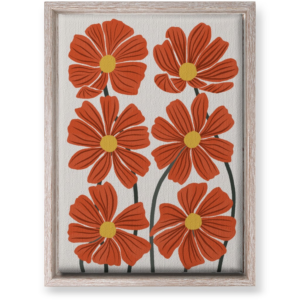 Botanical Cosmos Flowers Wall Art, Rustic, Single piece, Canvas, 10x14, Red