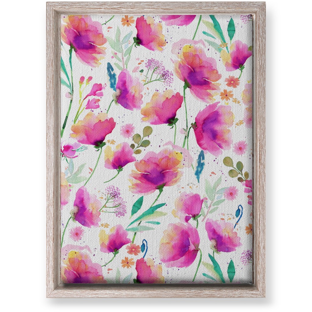 Abstract Poppies - Pink Wall Art, Rustic, Single piece, Canvas, 10x14, Pink