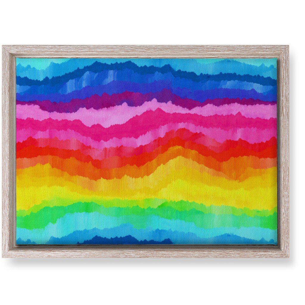 Rainbow Acrylic Waves Wall Art, Rustic, Single piece, Canvas, 10x14, Multicolor