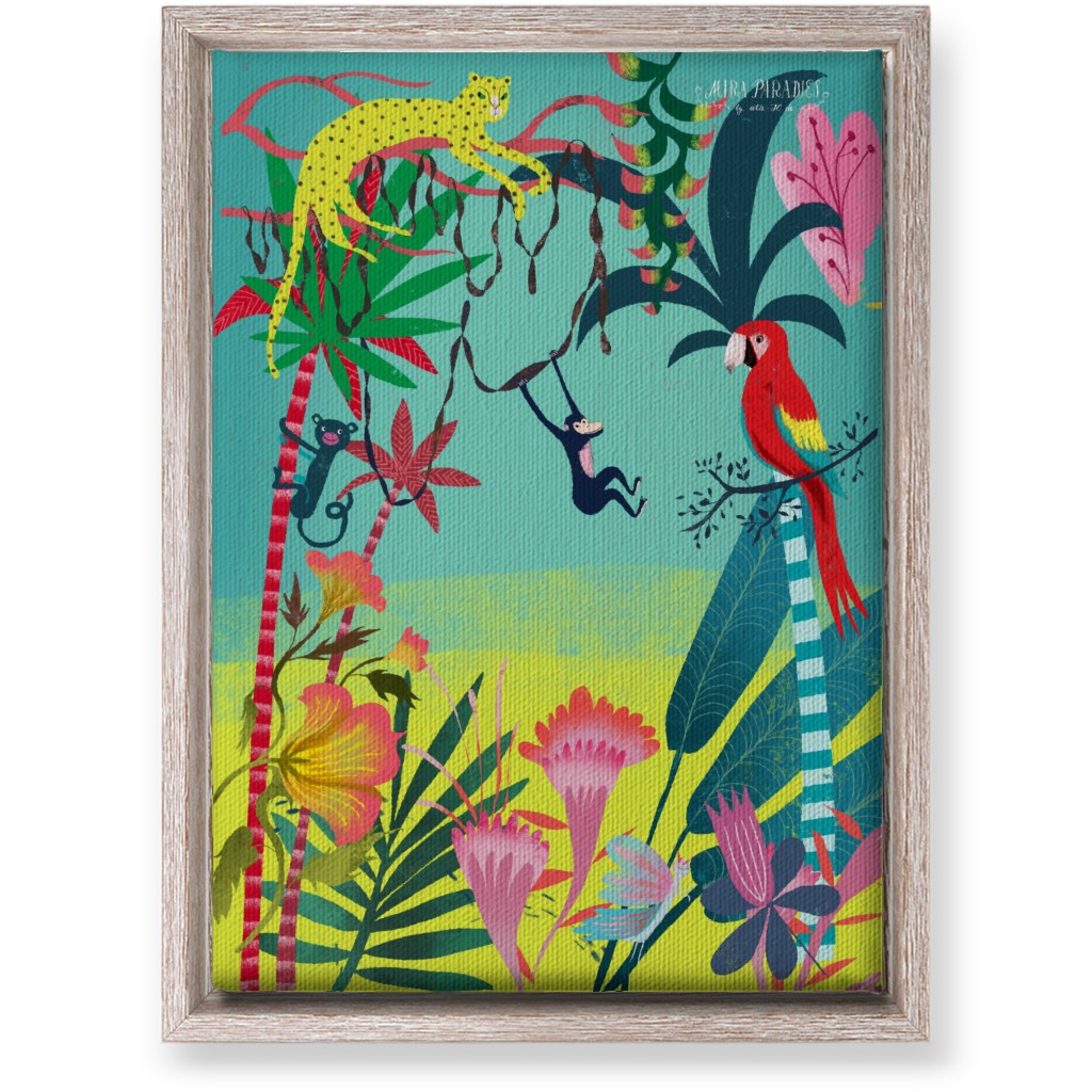 Jungle Animals & Botanical - Multi Wall Art, Rustic, Single piece, Canvas, 10x14, Multicolor