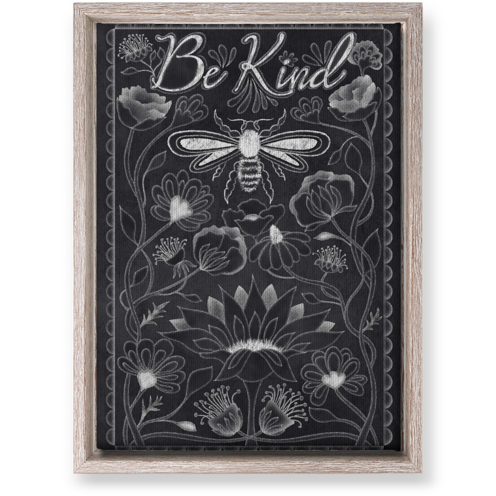 Be Kind Floral Wall Art, Rustic, Single piece, Canvas, 10x14, Black, Hunter