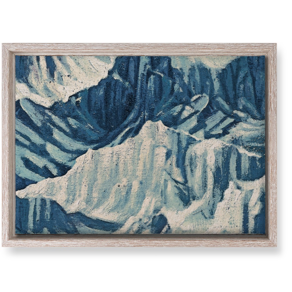 Vintage Snowy Mountains - Blue Wall Art, Rustic, Single piece, Canvas, 10x14, Blue