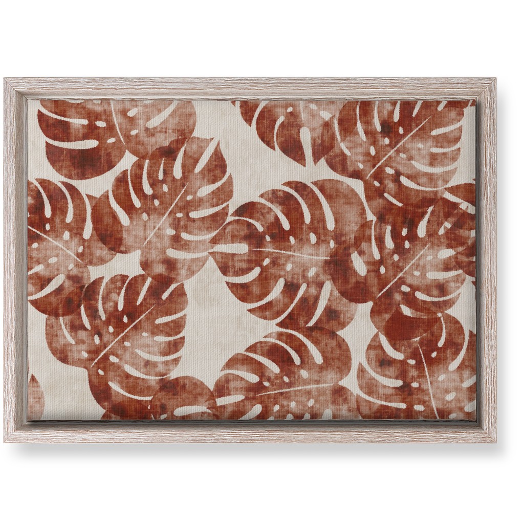 Monstera Leaves - Rust Wall Art, Rustic, Single piece, Canvas, 10x14, Brown