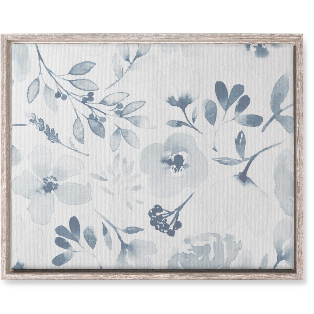 Faded Floral Watercolor - Light Blue Wall Art, Rustic, Single piece, Canvas, 16x20, Blue, True Blue