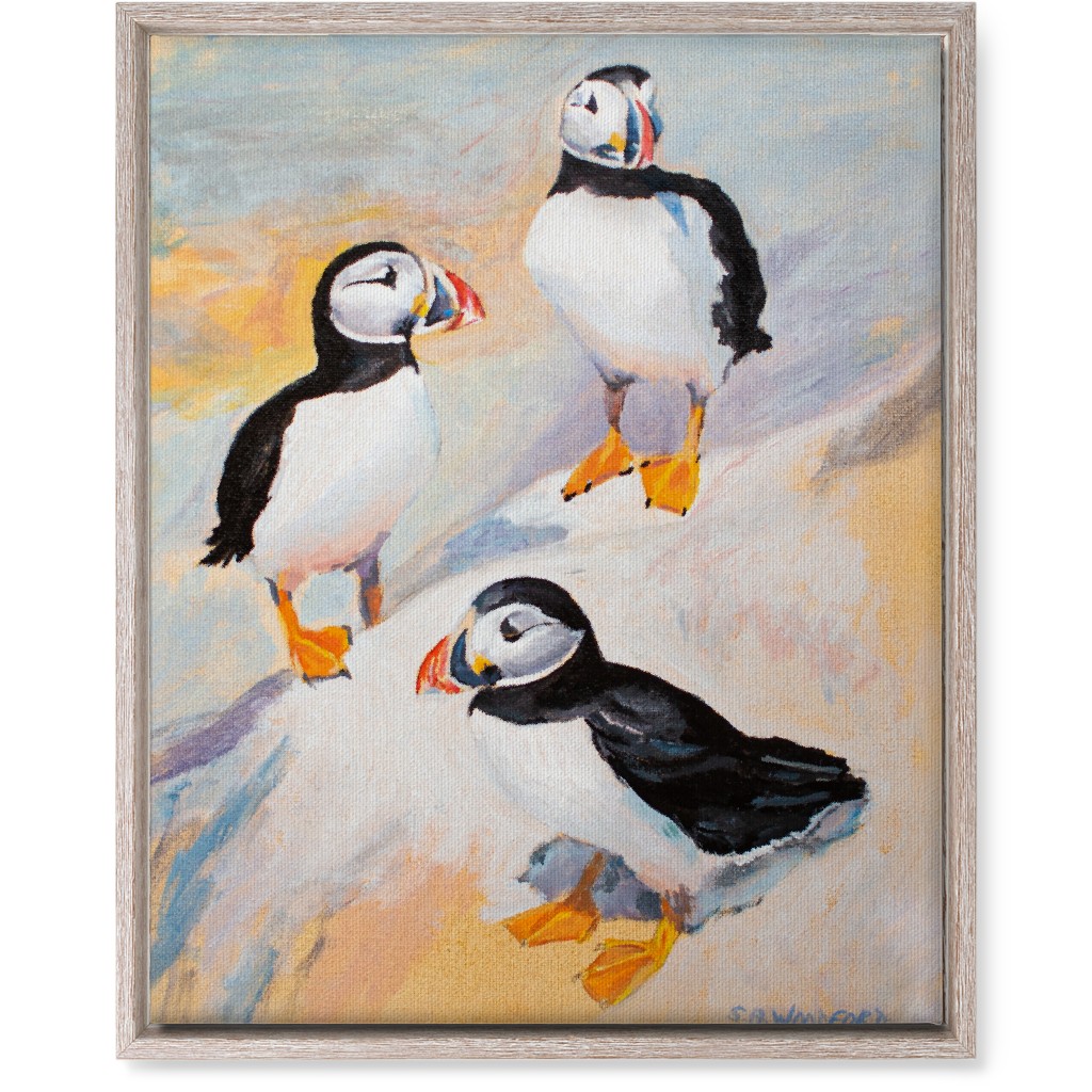 Puffins, Penguins - Multi Wall Art, Rustic, Single piece, Canvas, 16x20, Multicolor