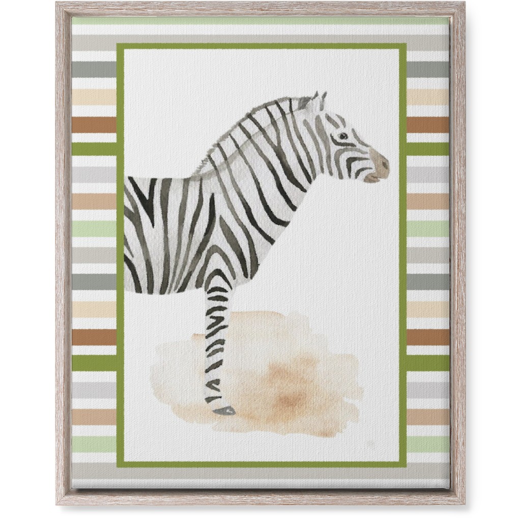 Jungle Safari Animals and Stripes - Zebra Wall Art, Rustic, Single piece, Canvas, 16x20, Multicolor