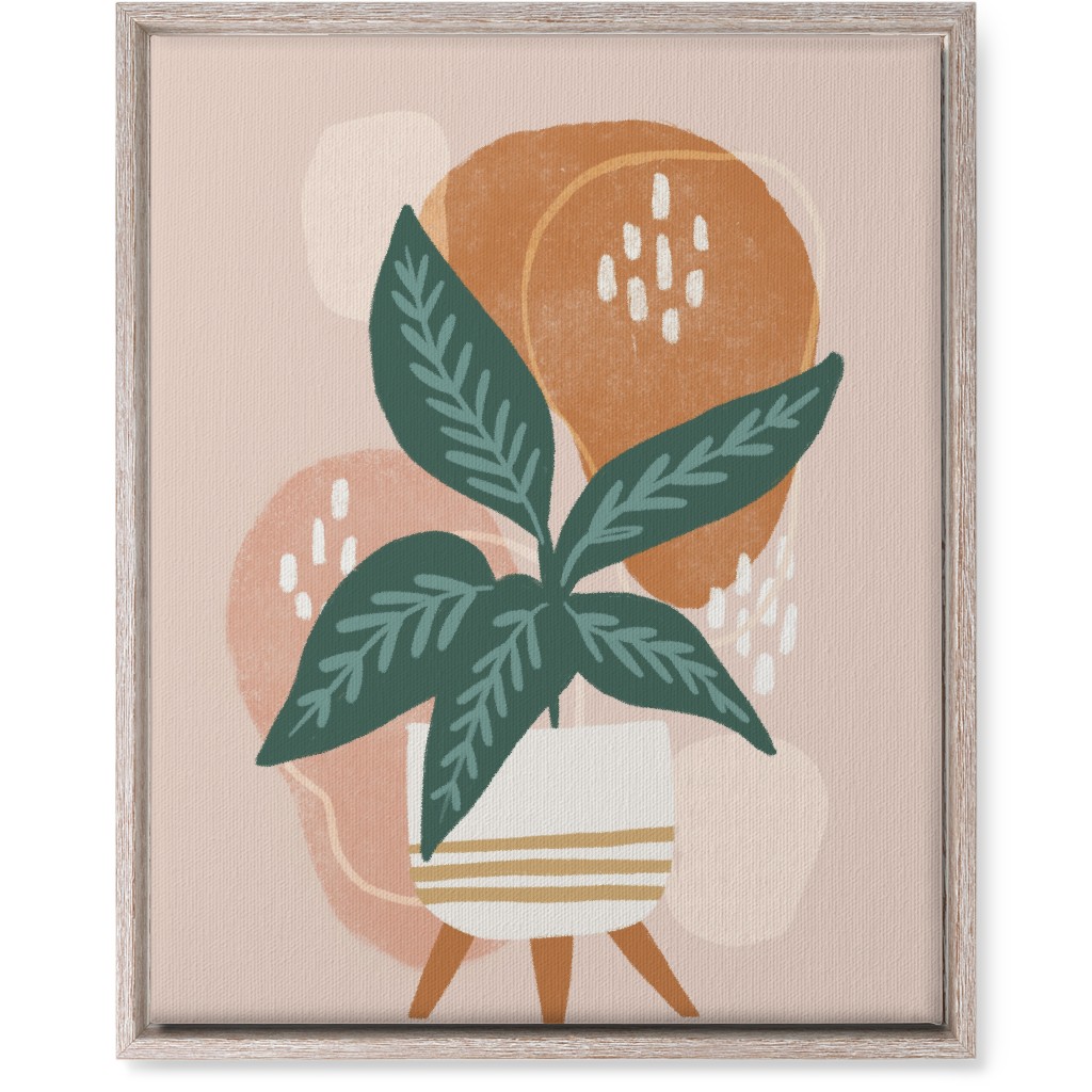 House Plant on Blush Wall Art, Rustic, Single piece, Canvas, 16x20, Pink