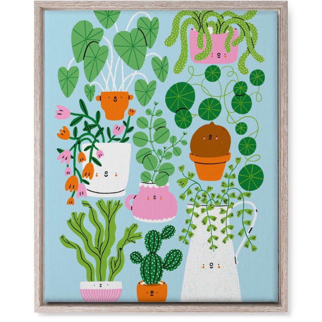 Plants Are Friends - Muti on Blue Wall Art, Rustic, Single piece, Canvas, 16x20, Multicolor