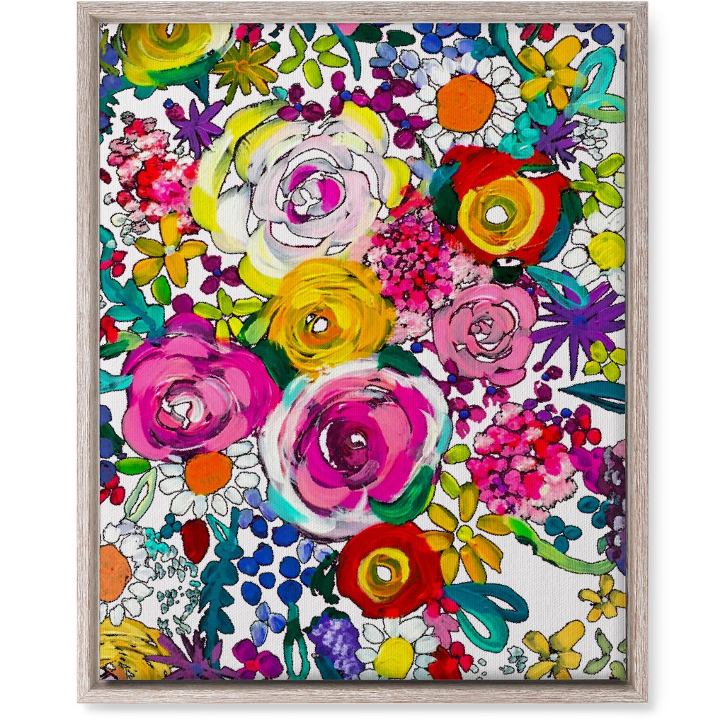 Les Fleurs Floral Painting Wall Art, Rustic, Single piece, Canvas, 16x20, Multicolor, Magenta
