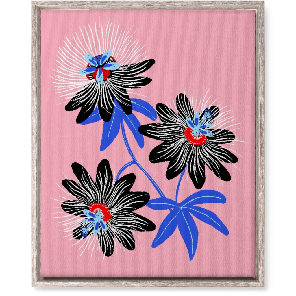 Passion Flower - Multi on Pink Wall Art, Rustic, Single piece, Canvas, 16x20, Pink