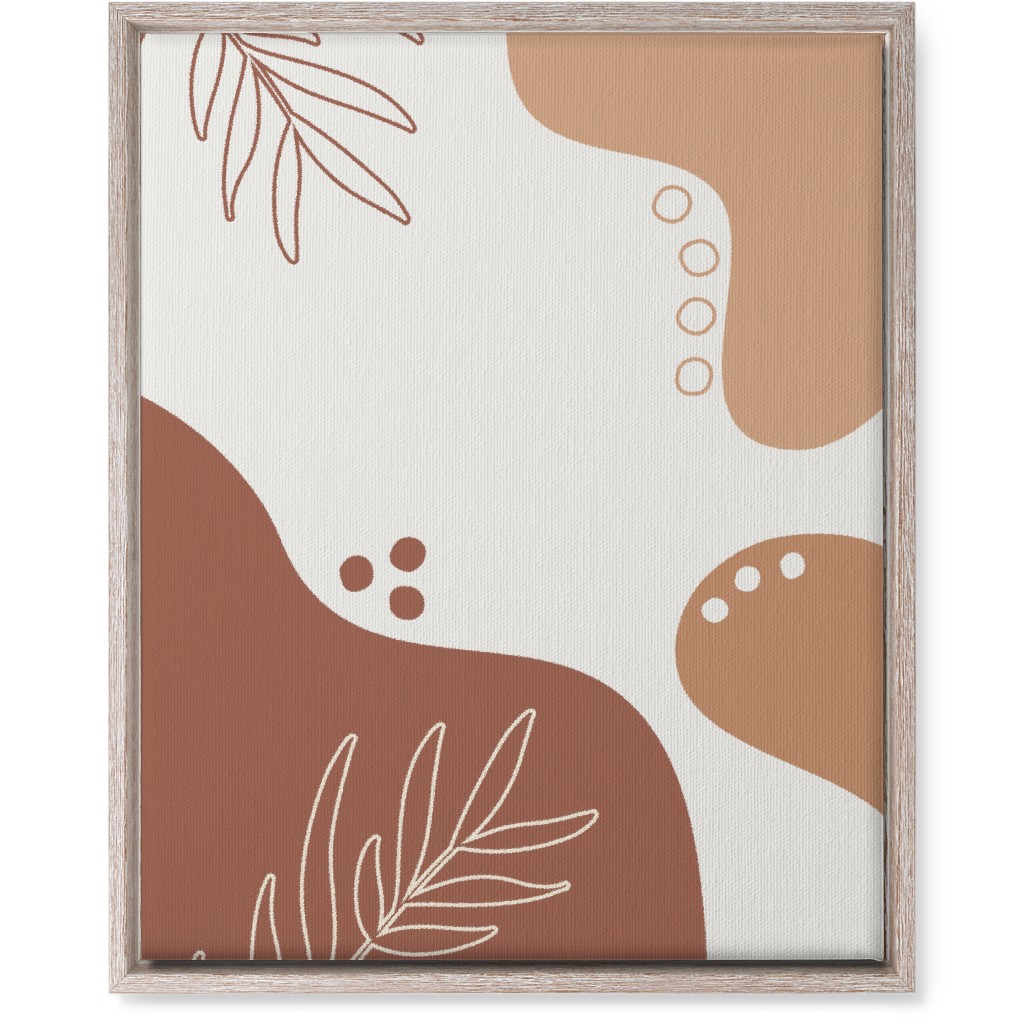 Abstract Shapes and Fern Leaves - Earth Tones Wall Art, Rustic, Single piece, Canvas, 16x20, Orange, Orange