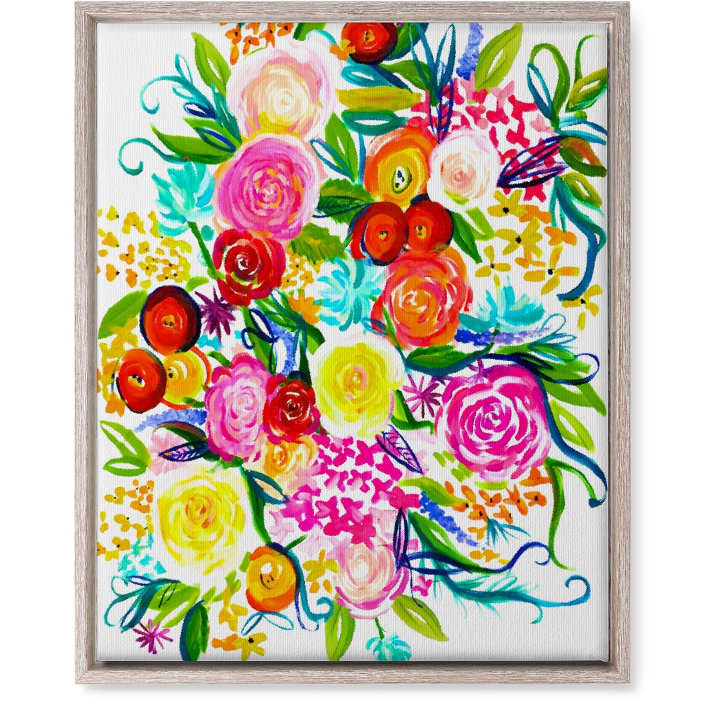 Summer Floral Acrylic Floral - Neon Wall Art, Rustic, Single piece, Canvas, 16x20, Multicolor