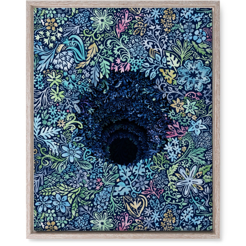 Deep Down Colorful Floral Abstract Wall Art, Rustic, Single piece, Canvas, 16x20, Blue, Oasis