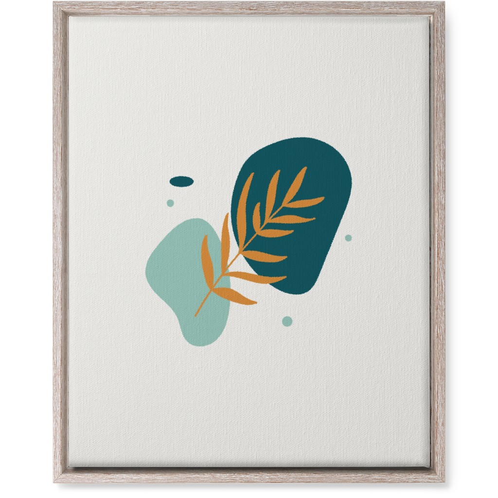 Shapes and Fern Leaf Wall Art, Rustic, Single piece, Canvas, 16x20, Green