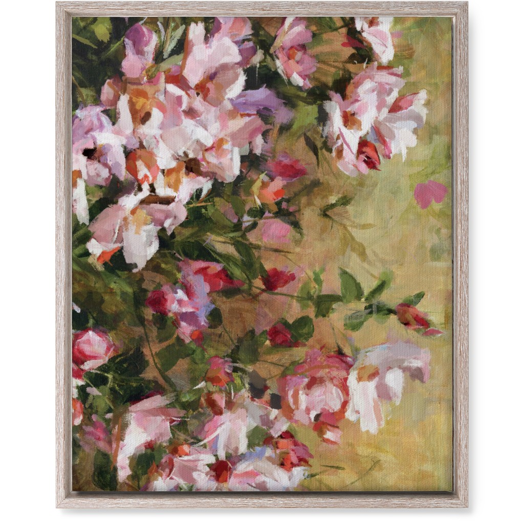 Wild Roses Painting - Pink Wall Art, Rustic, Single piece, Canvas, 16x20, Pink