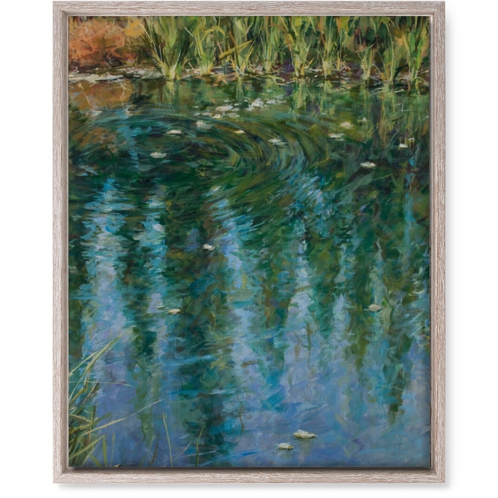 October Reflections Painting Wall Art, Rustic, Single piece, Canvas, 16x20, Green, Classic Green