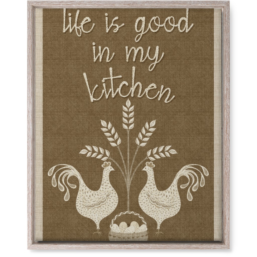 in My Kitchen Vintage Chickens - Brown Wall Art, Rustic, Single piece, Canvas, 16x20, Brown