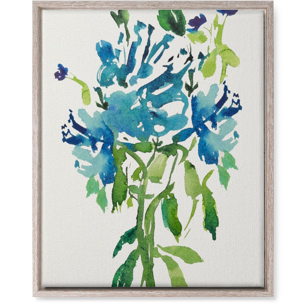 Watercolor Florals - Blue Wall Art, Rustic, Single piece, Canvas, 16x20, Blue