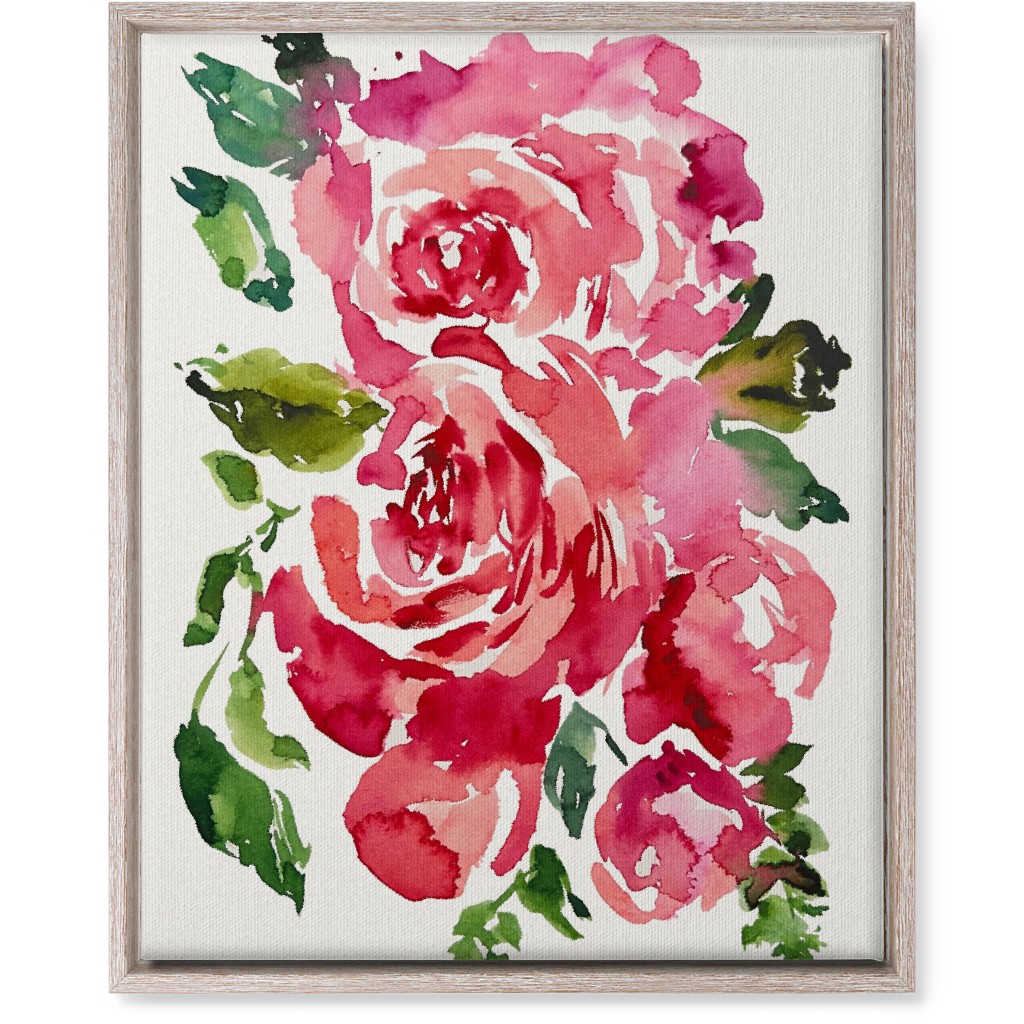 Watercolor Roses - Red Wall Art, Rustic, Single piece, Canvas, 16x20, Pink