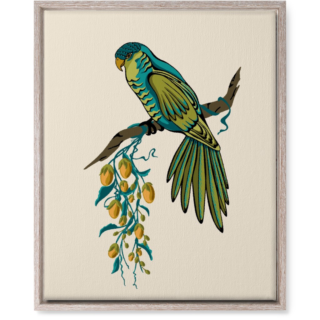 Bird Perched on Branch - Multi Wall Art, Rustic, Single piece, Canvas, 16x20, Beige