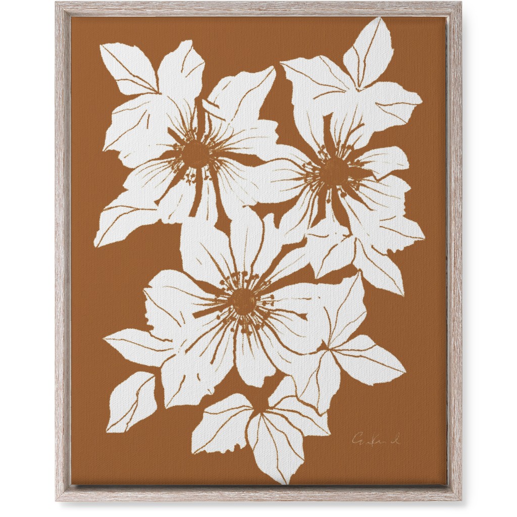 Botanical Big Anemones Wall Art, Rustic, Single piece, Canvas, 16x20, Orange, Earth