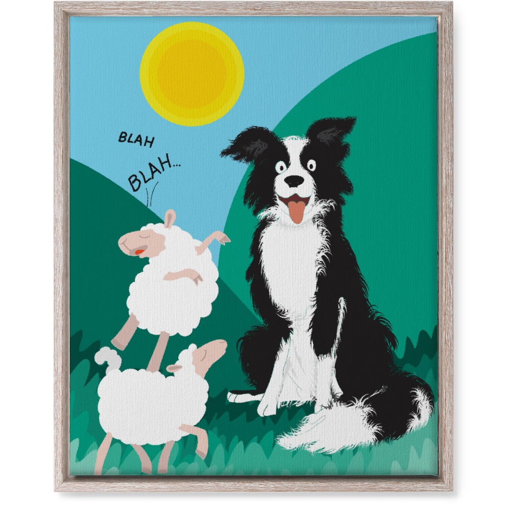 Border Collie and Sheep - Multi Wall Art, Rustic, Single piece, Canvas, 16x20, Multicolor