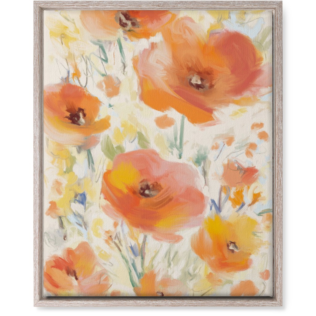 Field of Flowers - Orange Wall Art, Rustic, Single piece, Canvas, 16x20, Orange, Orange