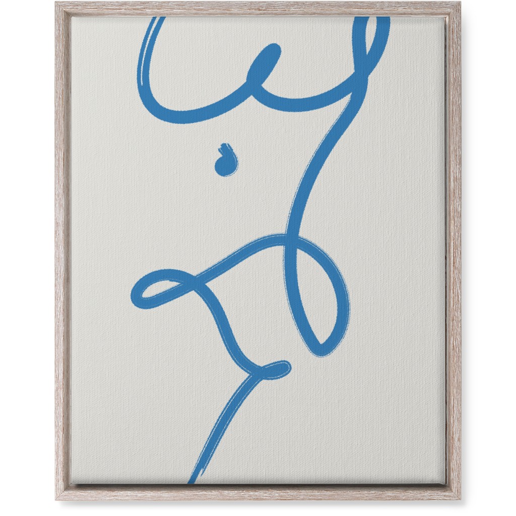 Minimalist Female Torso Line - Blue Wall Art, Rustic, Single piece, Canvas, 16x20, Blue, True Blue