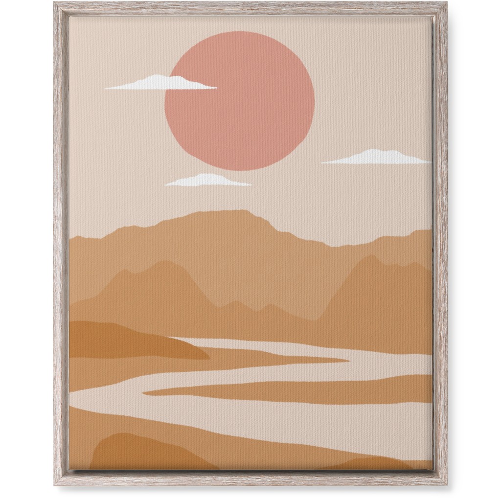 Abstract Landscape With River - Neutral Wall Art, Rustic, Single piece, Canvas, 16x20, Orange