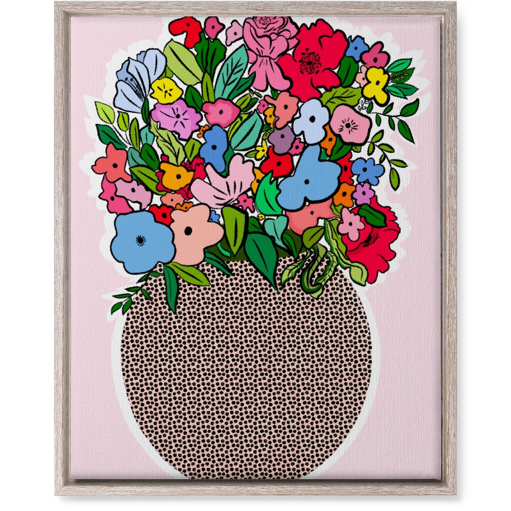 Pretty Happy - Multi on Pink Wall Art, Rustic, Single piece, Canvas, 16x20, Pink, Bright Pink