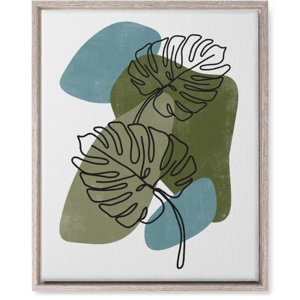 Abstract Monstera Leaves - Green and Blue Wall Art, Rustic, Single piece, Canvas, 16x20, Green, Classic Green