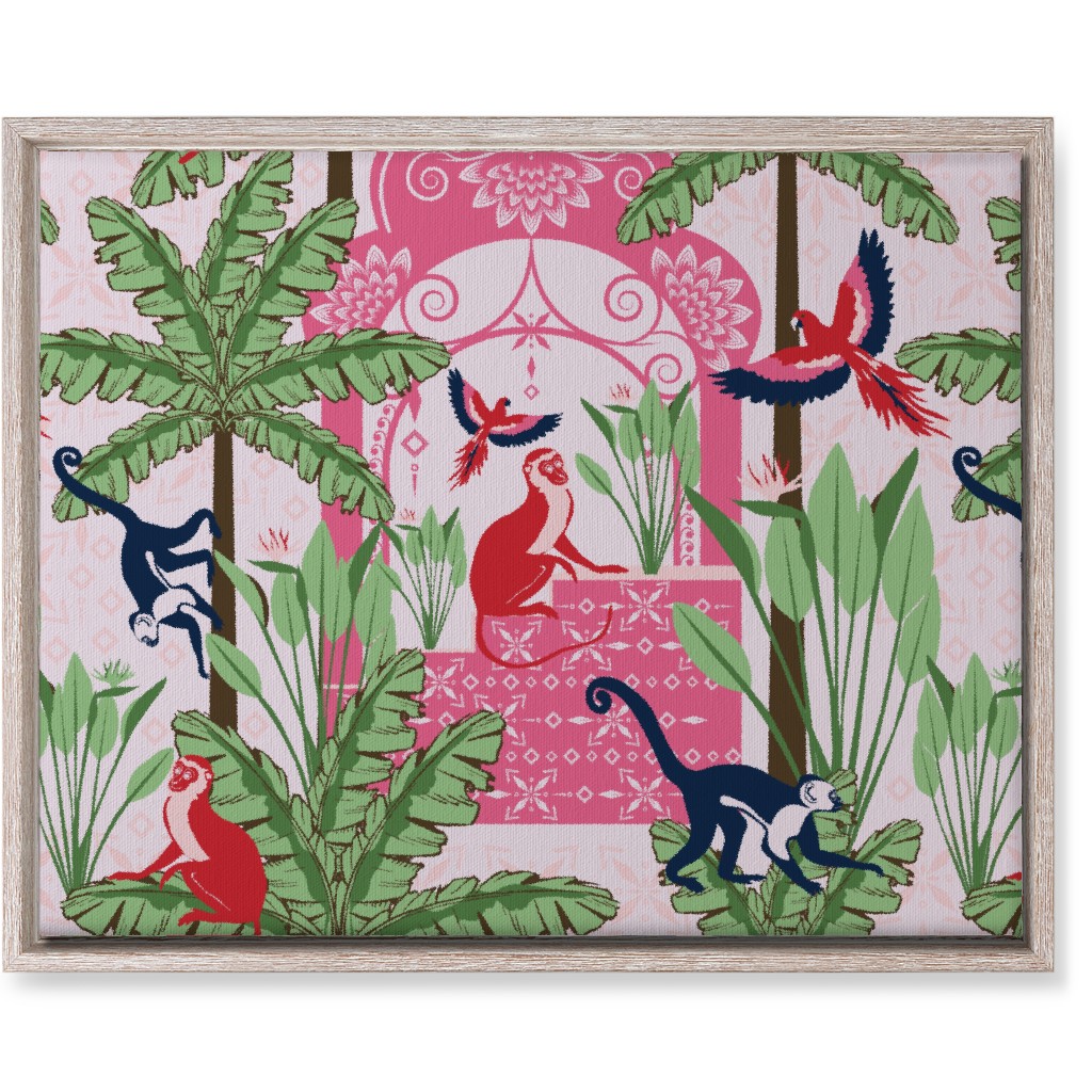 Exotic Tropical Garden Wall Art, Rustic, Single piece, Canvas, 16x20, Pink
