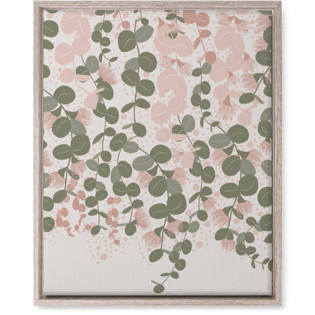 Eucalyptus - Pink & Green on Beige Wall Art, Rustic, Single piece, Canvas, 16x20, Green, Classic Green