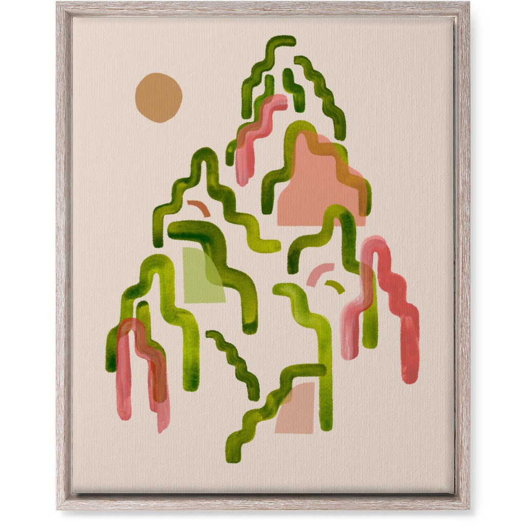 Forest Watercolor - Green and Pink Wall Art, Rustic, Single piece, Canvas, 16x20, Multicolor