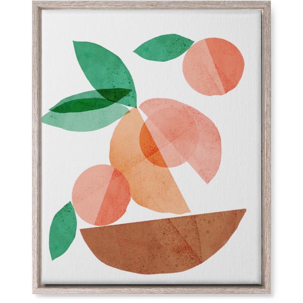 Peaches in a Bowl - Orange and Beige Wall Art, Rustic, Single piece, Canvas, 16x20, Orange, Orange