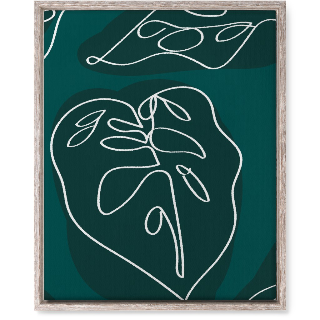 Minimalist Modern Line Art Monstera - Green Wall Art, Rustic, Single piece, Canvas, 16x20, Green