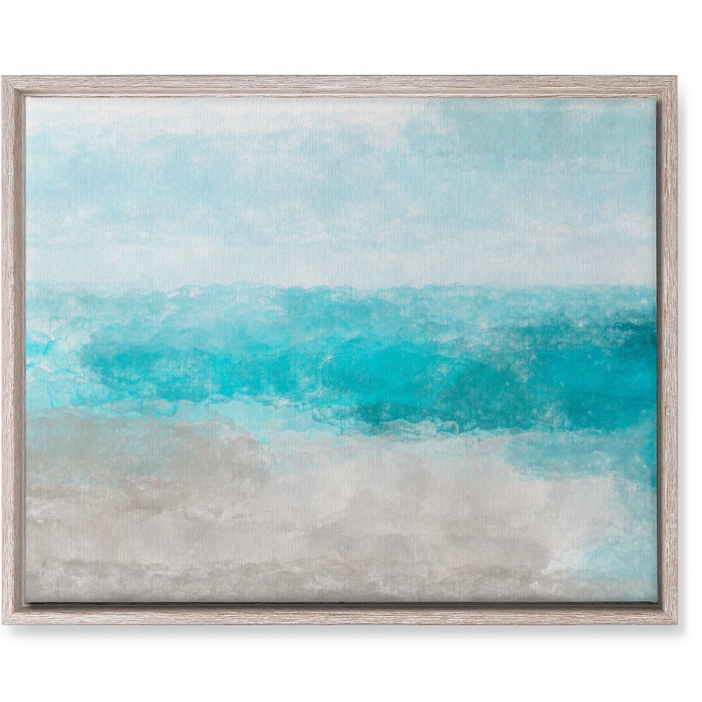 Beach Painting - Blue and Tan Wall Art, Rustic, Single piece, Canvas, 16x20, Blue