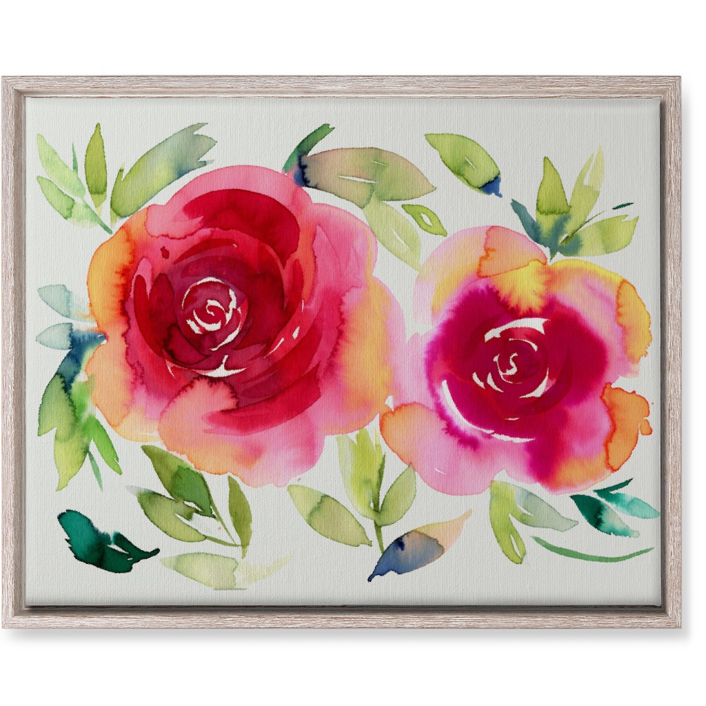 Watercolor Flowers - Pink on White Wall Art, Rustic, Single piece, Canvas, 16x20, Pink